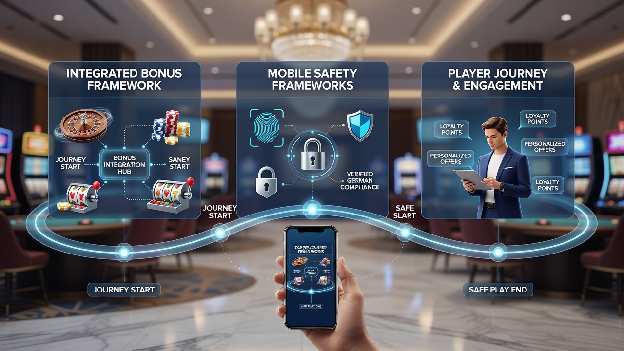 Mobile Casino-Schnittstelle zeigt integrierte Bonus- und Sicherheitsfunktionen für deutsche Spieler